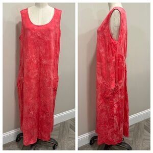 BELLE by KIM GRAVEL Tie Dye Red Orange Sleeveless Tank Midi Dress Size XL